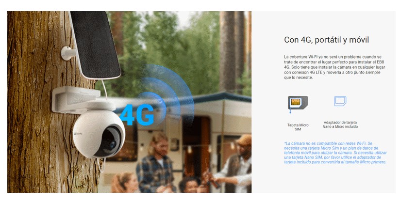 EZVIZ CS-EB8/SP-R100 CAMARA PT 4G EXTERIOR BATERIA 2K GPS COLOR VU