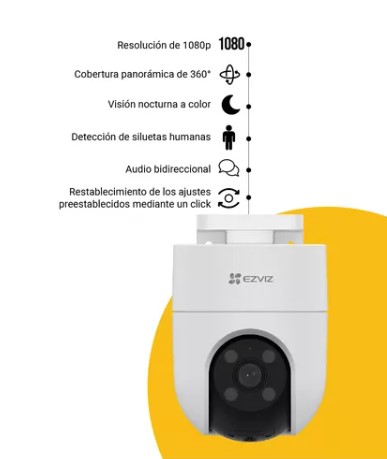 EZVIZ CS-H8C CAMARA IP PTZ WIFI FULL HD 1080P 2 MPX MIC AUDIO COLOR VU GIRATORIA