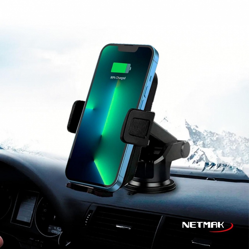 NETMAK NM-HC42 SOPORTE DE CELULAR CON CARGA INALAMBRICA PARA AUTO