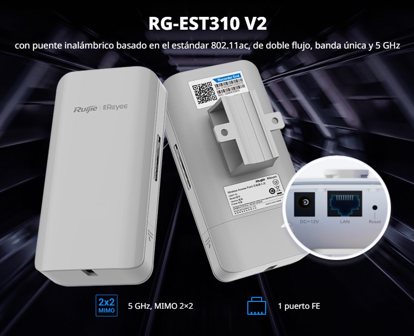 Ruijie Reyee Networks RG-EST310 V2 Puente Inalambrico Dual Band 1KM