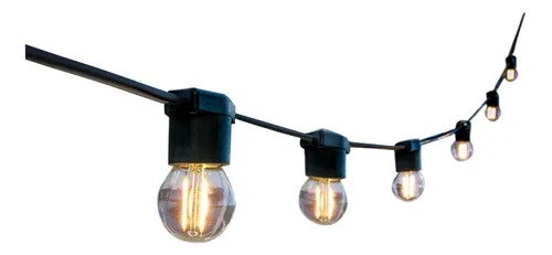 Guirnalda Sixelectric - Guirnalda Exterior Largo 5Mts Con 7 Portalamparas E27 Color Negro