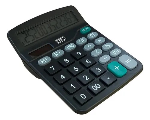 Gtc Calculadora 12 Dígitos Carga Solar Negro (Pila AA No Incluida)