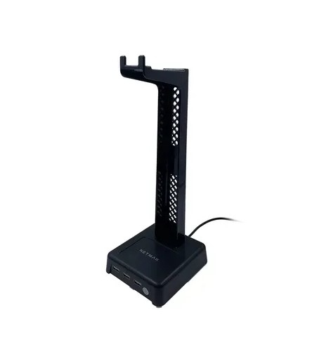 Netmak Nm-Hs430 Soporte Base Para Auricular Gamer Rgb + Hub 3 Puertos Usb