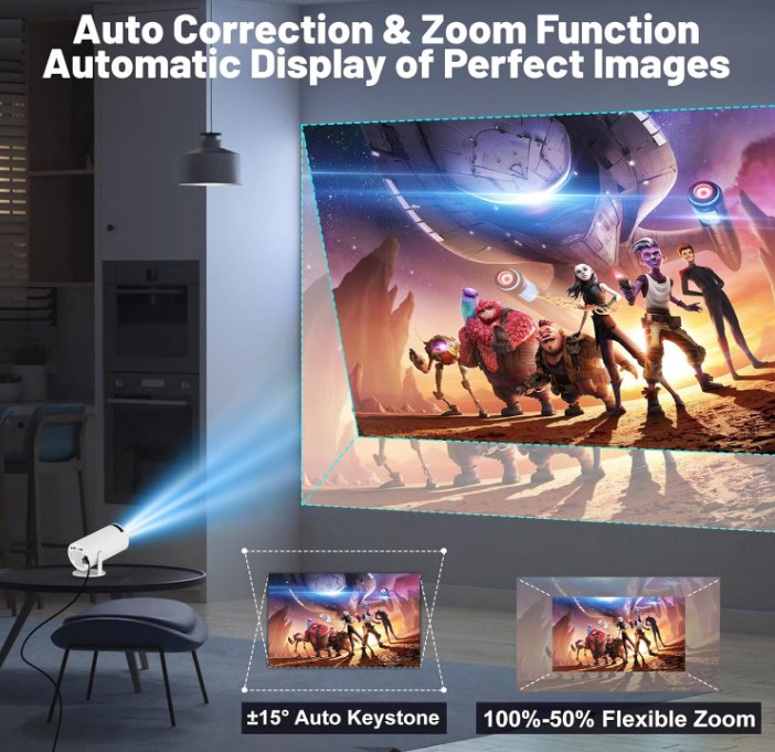 PROYECTOR TRANSPEED HY300PRO 1GB 8GB 1080P 1XHDMI 1XUSB SMART DUAL BAND WIFI6 BLUETOOTH ANDROID 11 HASTA 130" 8000 LUMENES