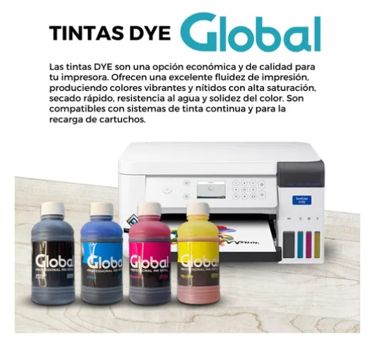 Global Tinta Dye Premium Universal en botella 250 cm3 color Black