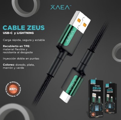 Xaea Cable Usb Modx-104 Zeus Cable Usb A Lightning Iphone 1Mt 110 Hilos Cobre Reforzado Carga Rapida