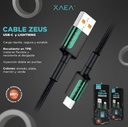 Xaea Cable Usb Modx-104 Zeus Cable Usb A Lightning Iphone 1Mt 110 Hilos Cobre Reforzado Carga Rapida