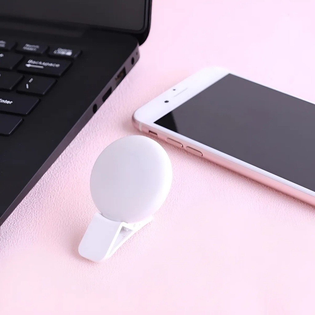 Aro Mini Pinza Selfie 3 Intensidades Luz Led Portátil Usb 