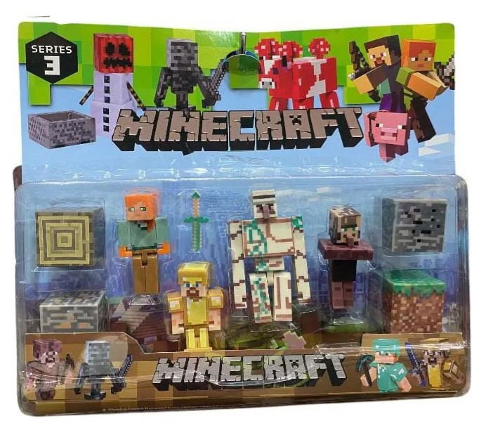 Muñecos Minecraft x4 accesorios pack