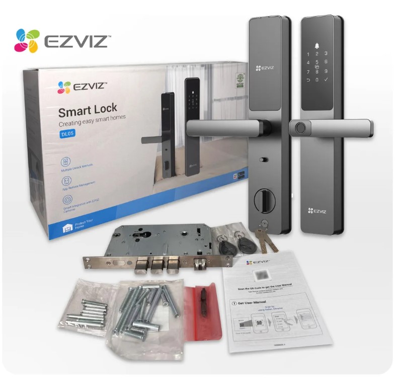 Ezviz Cs-Dl05-R200 Cerradura Smart Exterior Huellas Tarjeta App Con Pasador Manual Interno (Por Instalación A Domicilio , Consulte)