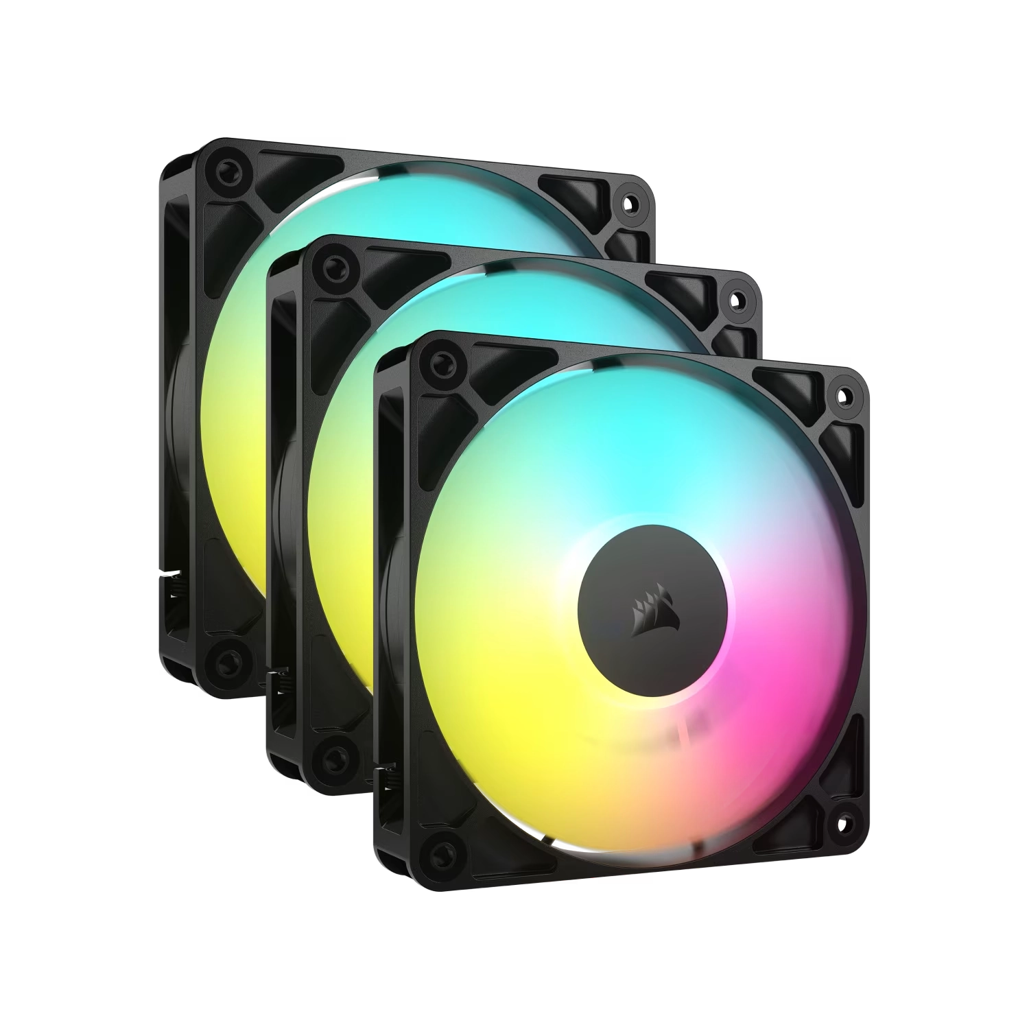 Kit De Ventiladores Corsair Pwm De 120 Mm Rs120 Argb X3 Negro