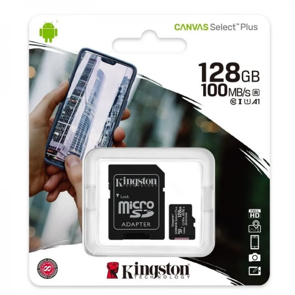 Kingston Canvas Selec Plus - Memoria Micro Sd 128Gb 100 Mb/S