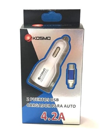 Kosmo Cargador Celular 12V Micro Usb + Dual Usb 12V 4.2A