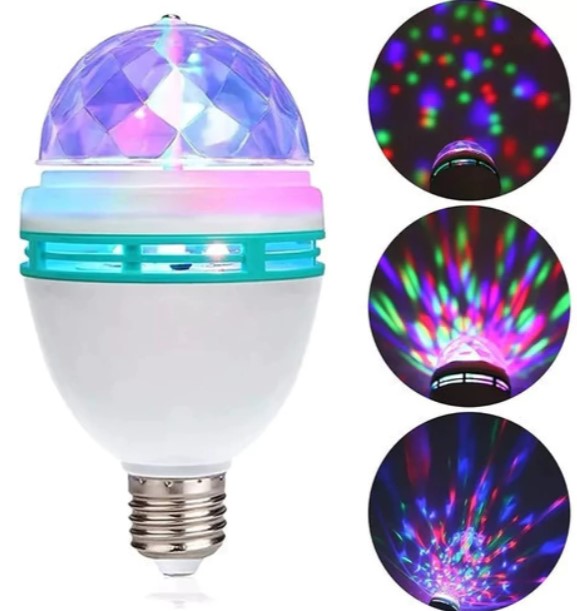 Lampara Giratoria Luces Party Rgb E27 220V Bolichera Fiesta