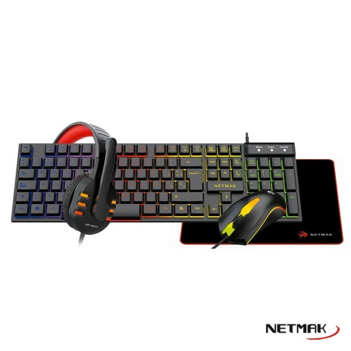 [10291] Netmak Nm-Gc479 Combo Gamer 4 En 1 Teclado Mouse Auricular Pad