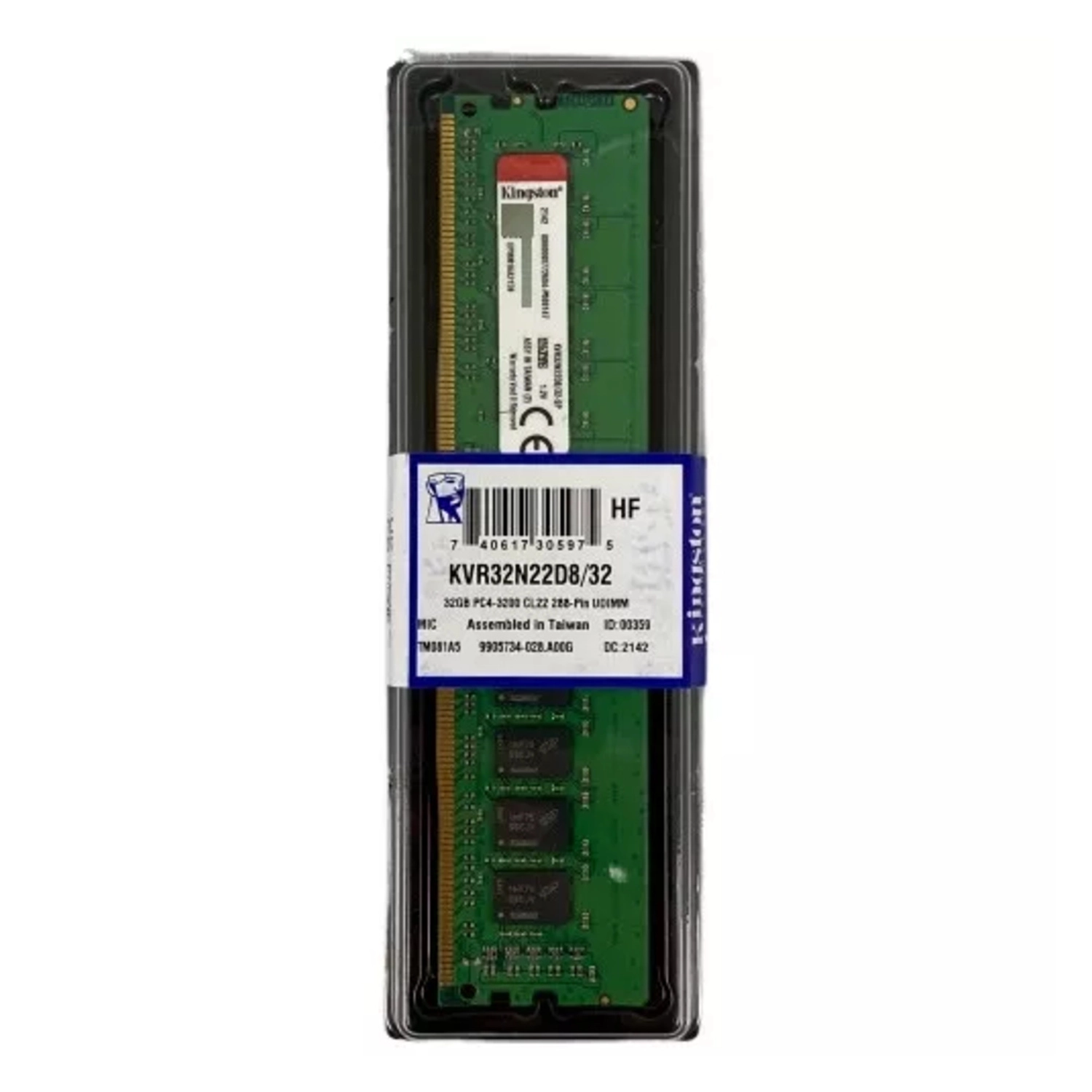 [KINMEMKVR32N22D] Memoria Ram Udimm Kingston Kvr 32Gb Ddr4 3200Mhz Cl22 1.20V Single Negro