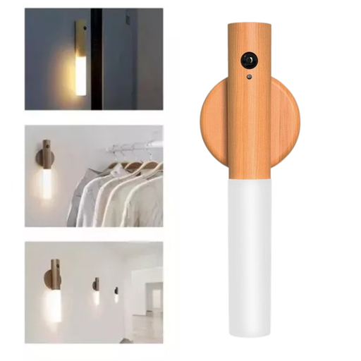 [11480] Lámpara De Pared Led Magnética Tipo Antorcha Con Sensor Recargable Luz Cálida - Modv-001D- Madera Claro