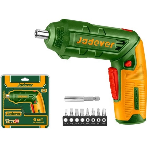 [11611] Jadever Set Destornillador Inalámbrico + Puntas 4V Con Luz Recargable Usb C 240 Rpm - Jdcv4415 