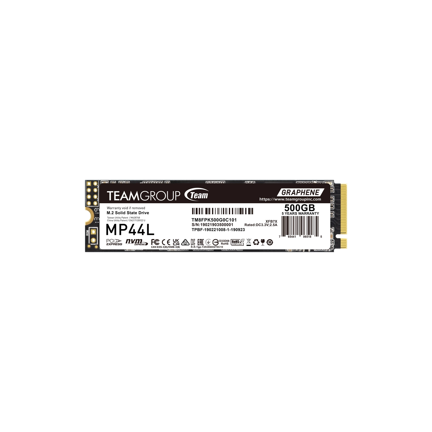 [TG-SSDMP44L500P] Disco Interno Ssd Team Group Mp44L 500Gb M.2 Nvme Pcie 4.0 5000Mb/S